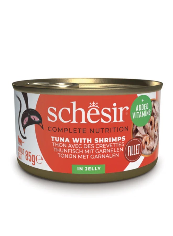 Schesir Complete Nutrition – Tuna with Shrimps in Jelly – Complete & Balanced Wet Cat Food – Added Vitamins – 4 × 85 g - Image 4